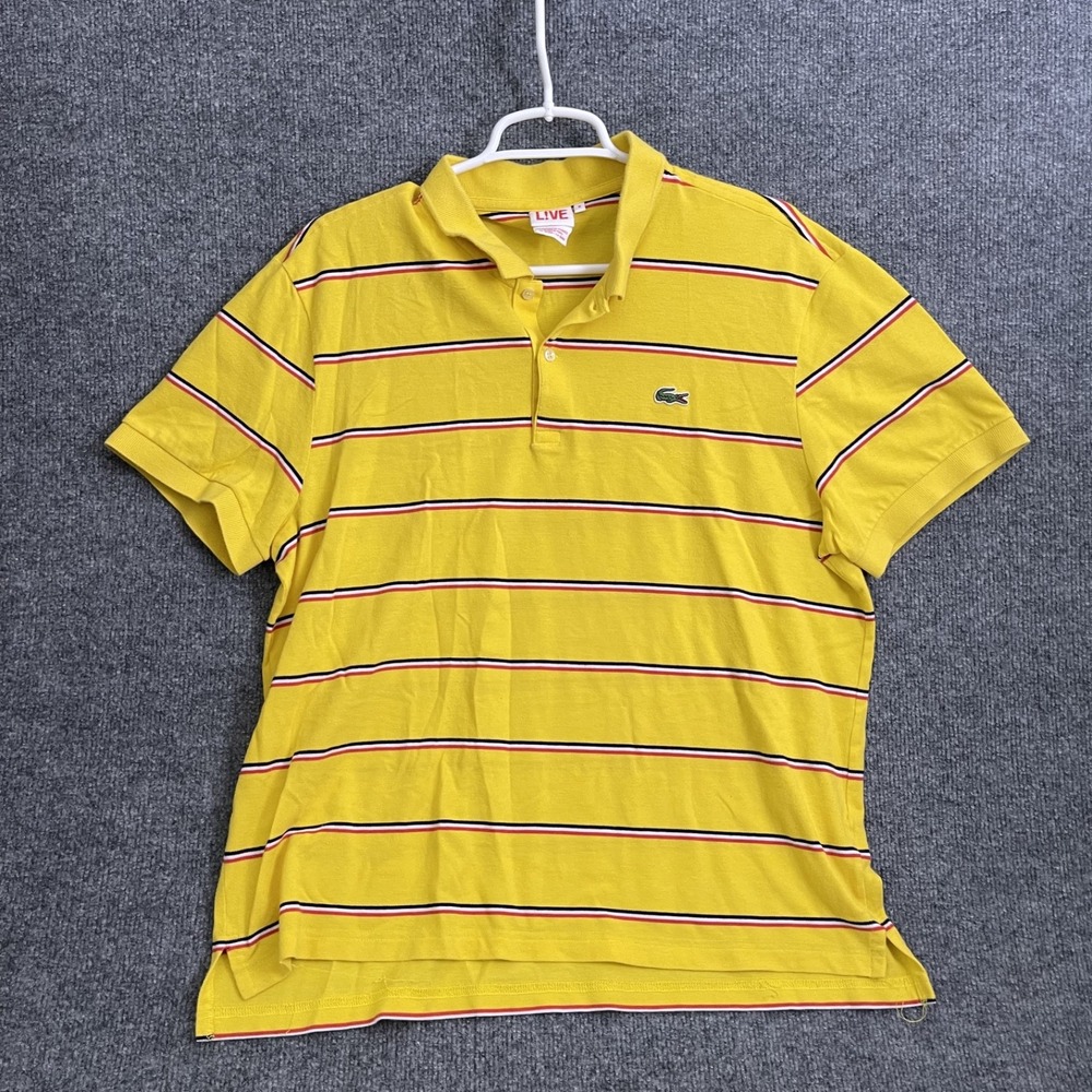 Lacoste L!VE Polo Shirt Mens Sz L Pique Cotton Short Sleeve Croc Yellow